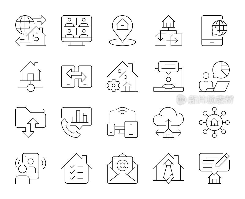 Work from Home - Thin Line Icons